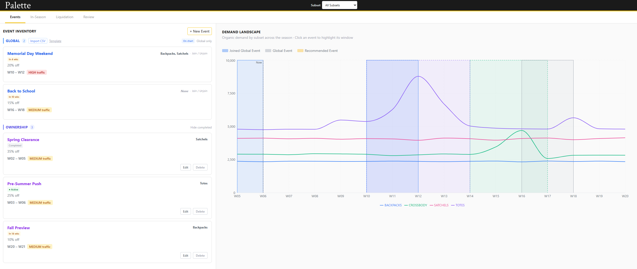 Palette portal — Events workbench